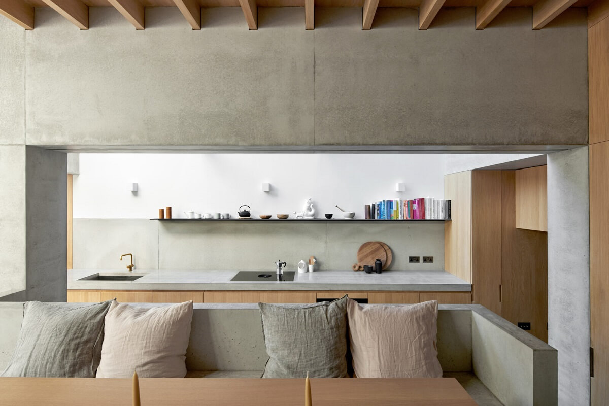 A Georgian Townhouse with a Modern Concrete Extension 7 modern kitchen dining room built in bench