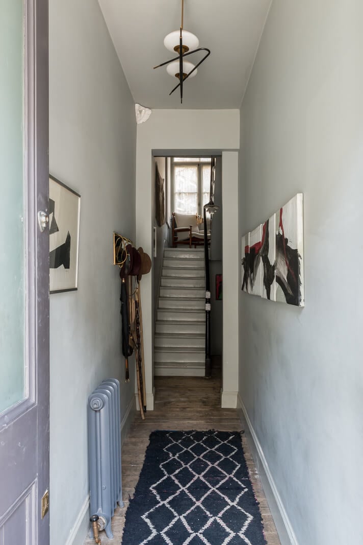 Heritage Colors and Original Details in a London Townhouse 16 narrow hallway