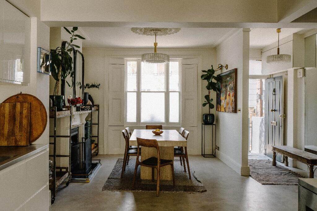 A Historic London Home with Contemporary Interiors 2 open plan living space with dining table