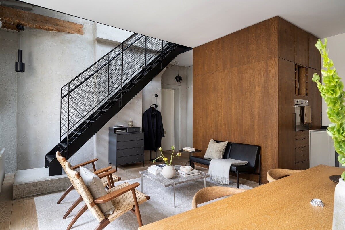 A Stylish Scandinavian Duplex with Custom-Made Cabinets 2 open plan living space