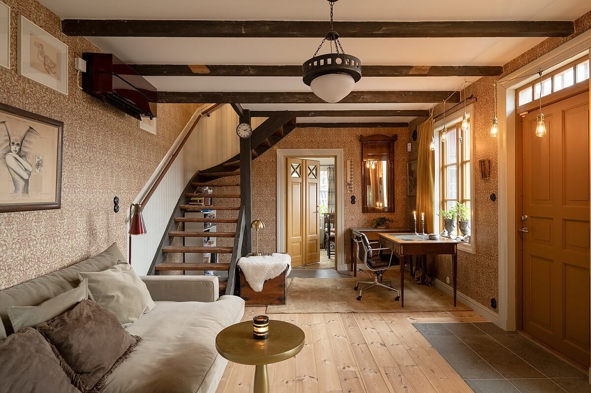 A Charming Historic Home with Views of the Lake 2 open plan sitting room and desk