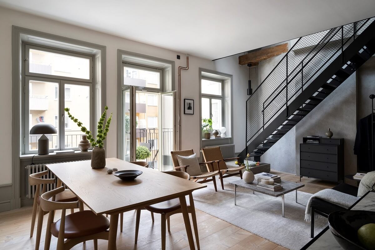 A Stylish Scandinavian Duplex with Custom-Made Cabinets 3 scandi living room