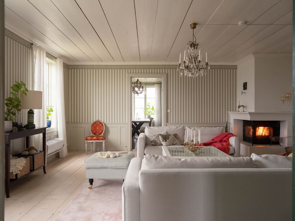 Original Character and Grand Rooms in a Swedish Country House 5 sitting room with fireplace