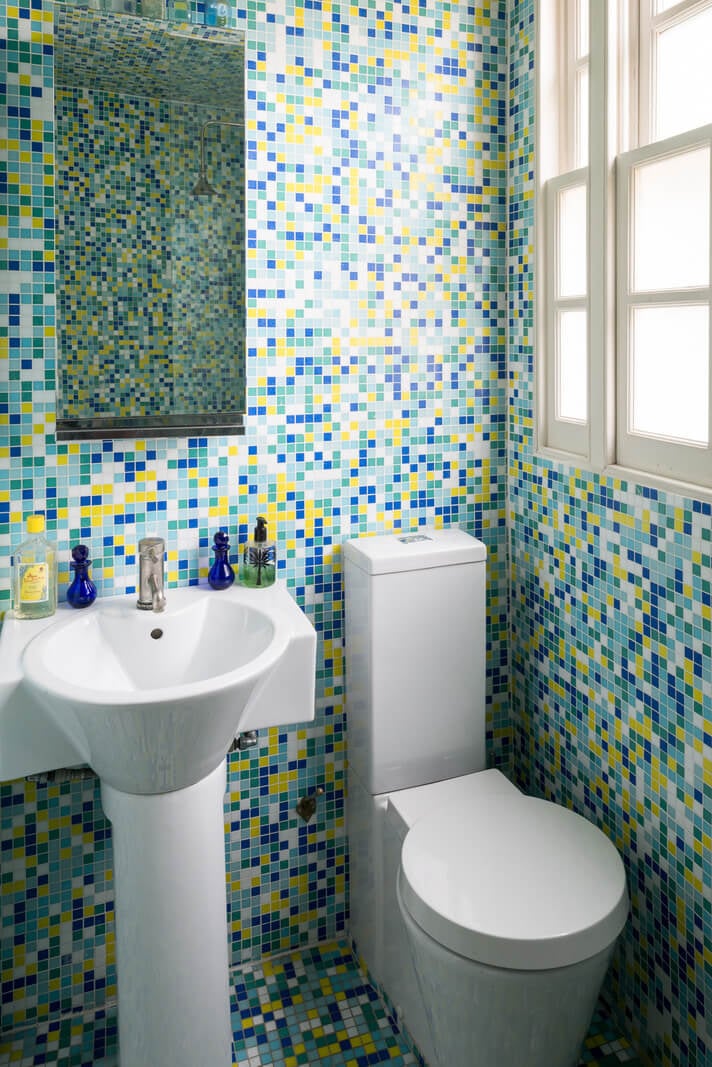 Heritage Colors and Original Details in a London Townhouse 23 small colorful bathroom