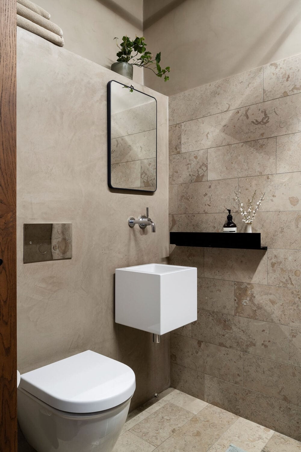 A Stylish Scandinavian Duplex with Custom-Made Cabinets 26 small gray bathroom A Stylish Scandinavian Duplex with Custom-Made Cabinets