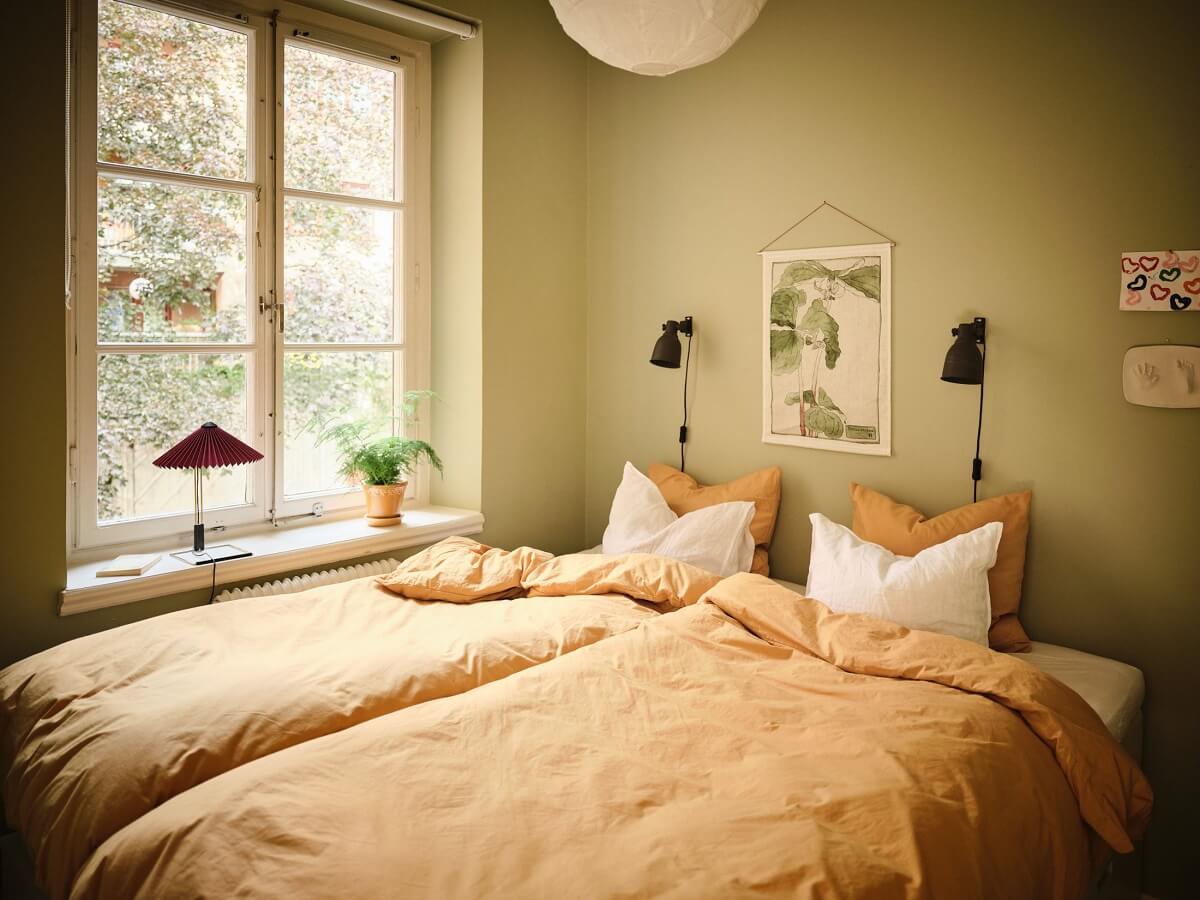 A Light Apartment with a Sage Green Kitchen 12 small green bedroom A Light Apartment with a Sage Green Kitchen
