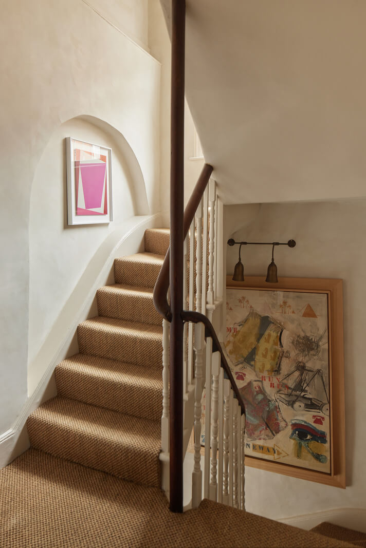 Limewash Paint and Artisan Wallpaper in a London Townhouse 24 staircase