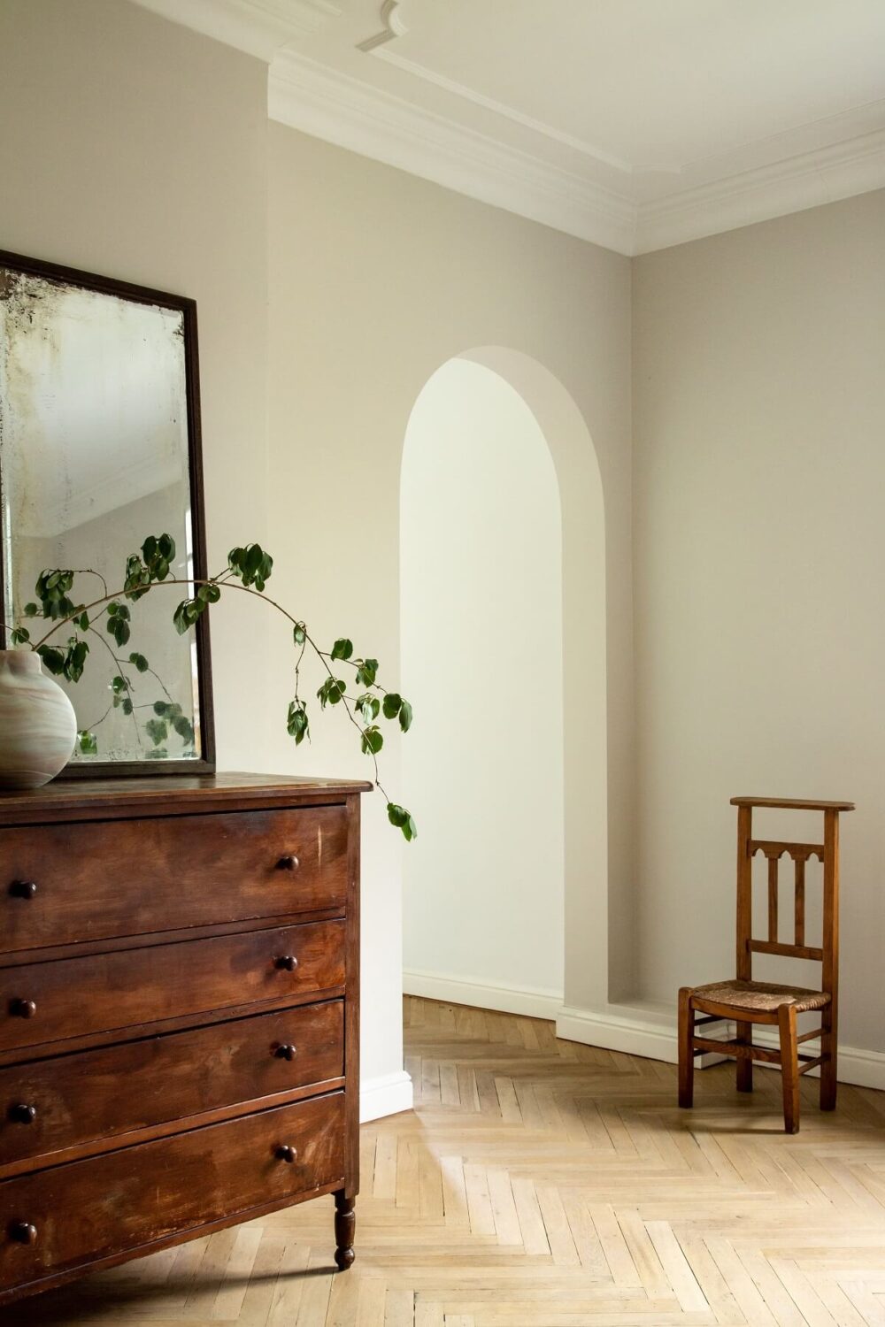 Historic Character and Timeless Elegant Interiors in a Restored Belgian Villa 31 anique dresser