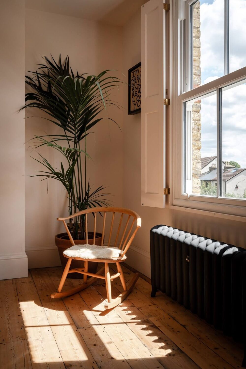 A Stunning Color Palette in an Extended Edwardian House in London 19 bedroom detail natural light