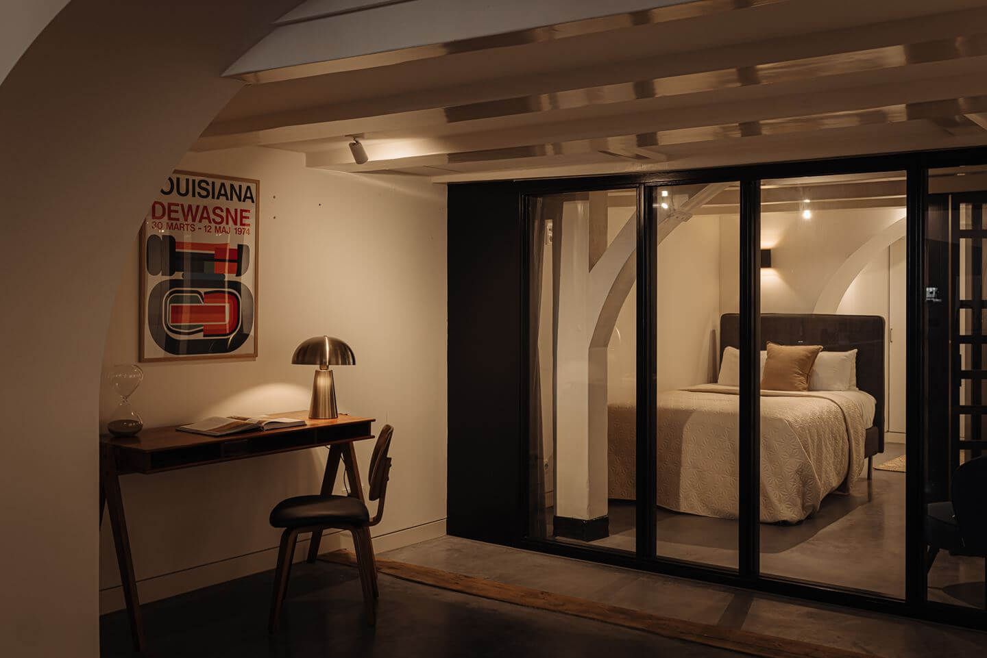 A Modern Apartment in an 18th Century Amsterdam Canal House 20 bedroom home office at night