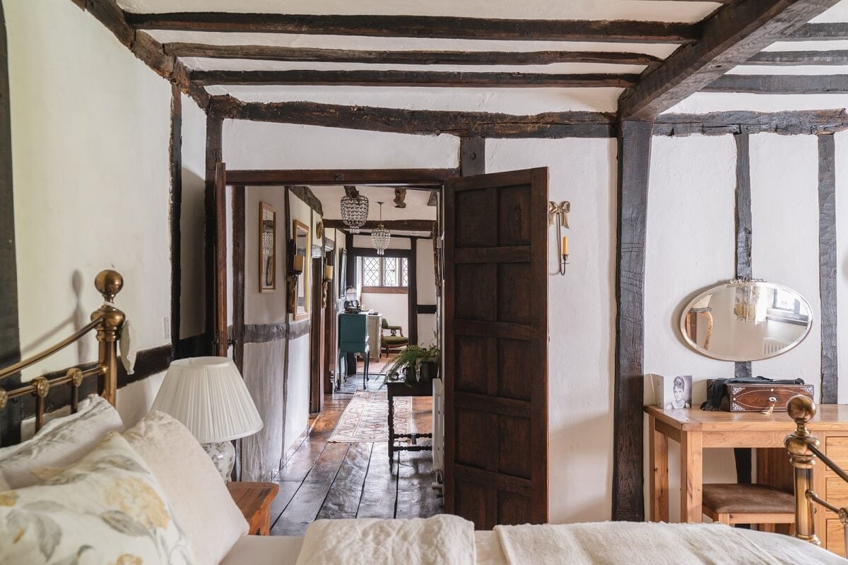 Magnificent Period Features in an English Tudor House 19 bedroom with exposed wooden beams