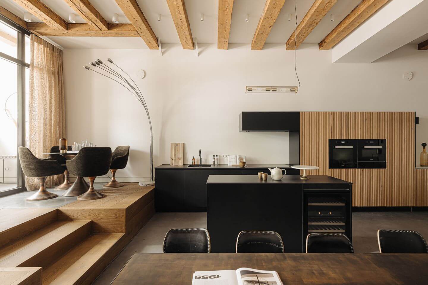 A Modern Apartment in an 18th Century Amsterdam Canal House 3 black wood kitchen