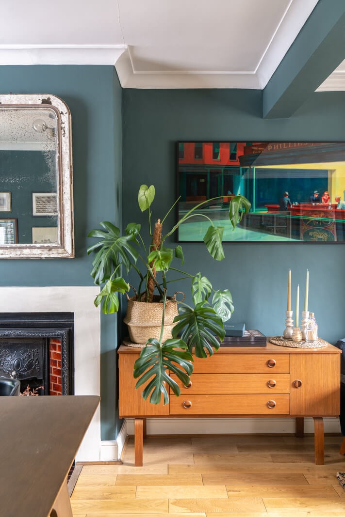 Blue Tones in a Two-Bedroom Victorian Cottage 4 blue walls living space