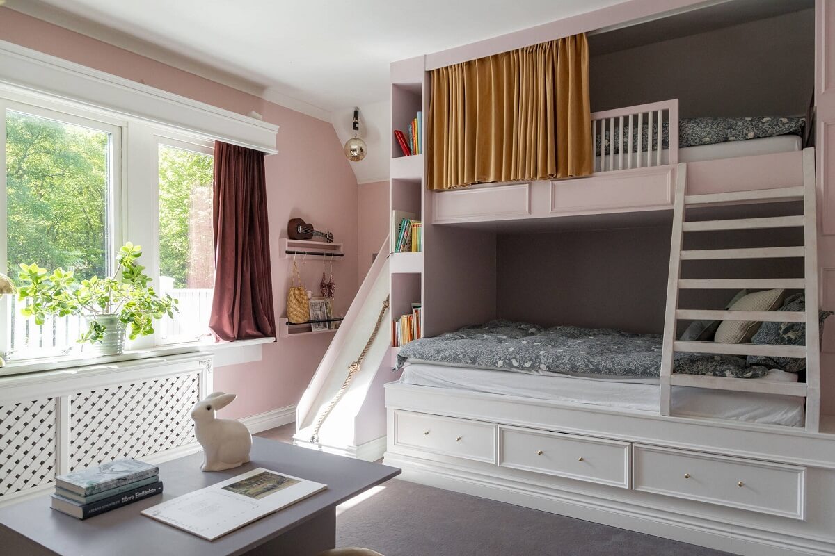 A Luxurious Early 20th Century Villa in Sweden 13 childrens bedroom bunk bed