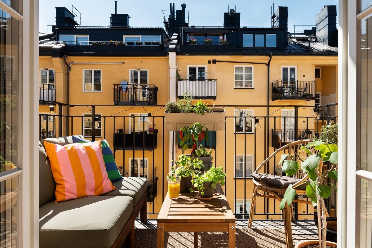 A Renovated Stockholm Apartment with Subtle Color Details 22 courtyard balcony