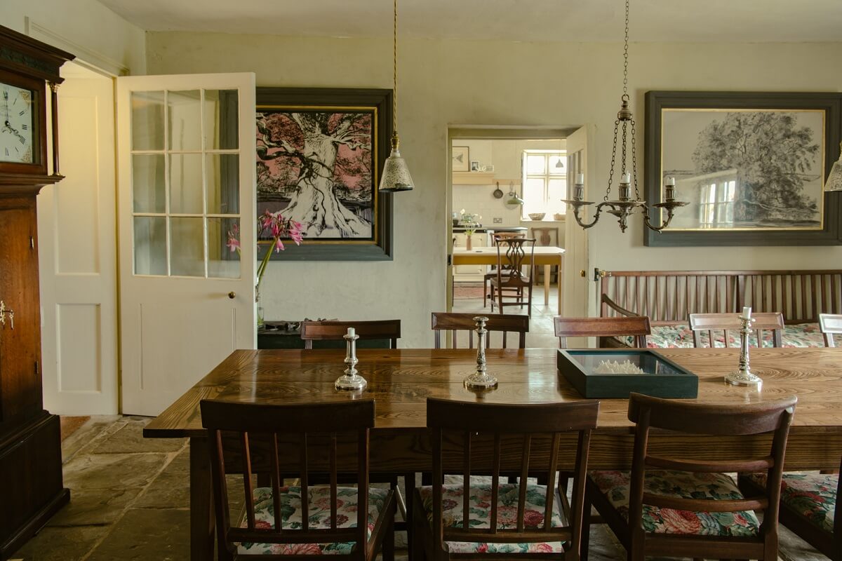 A Yellow Farmhouse with Bold Color Pops in Wales 13 dining room