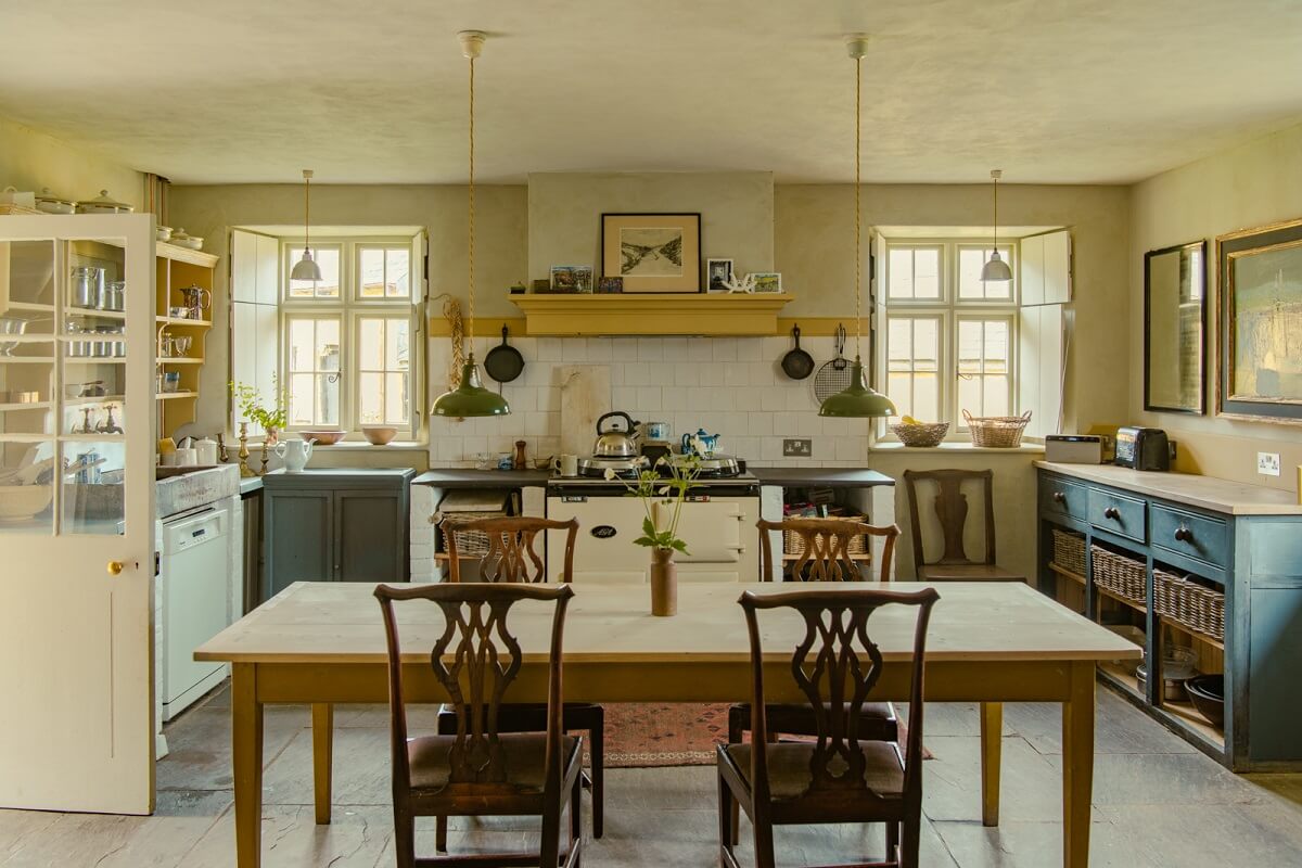 A Yellow Farmhouse with Bold Color Pops in Wales 8 farmhouse kitchen