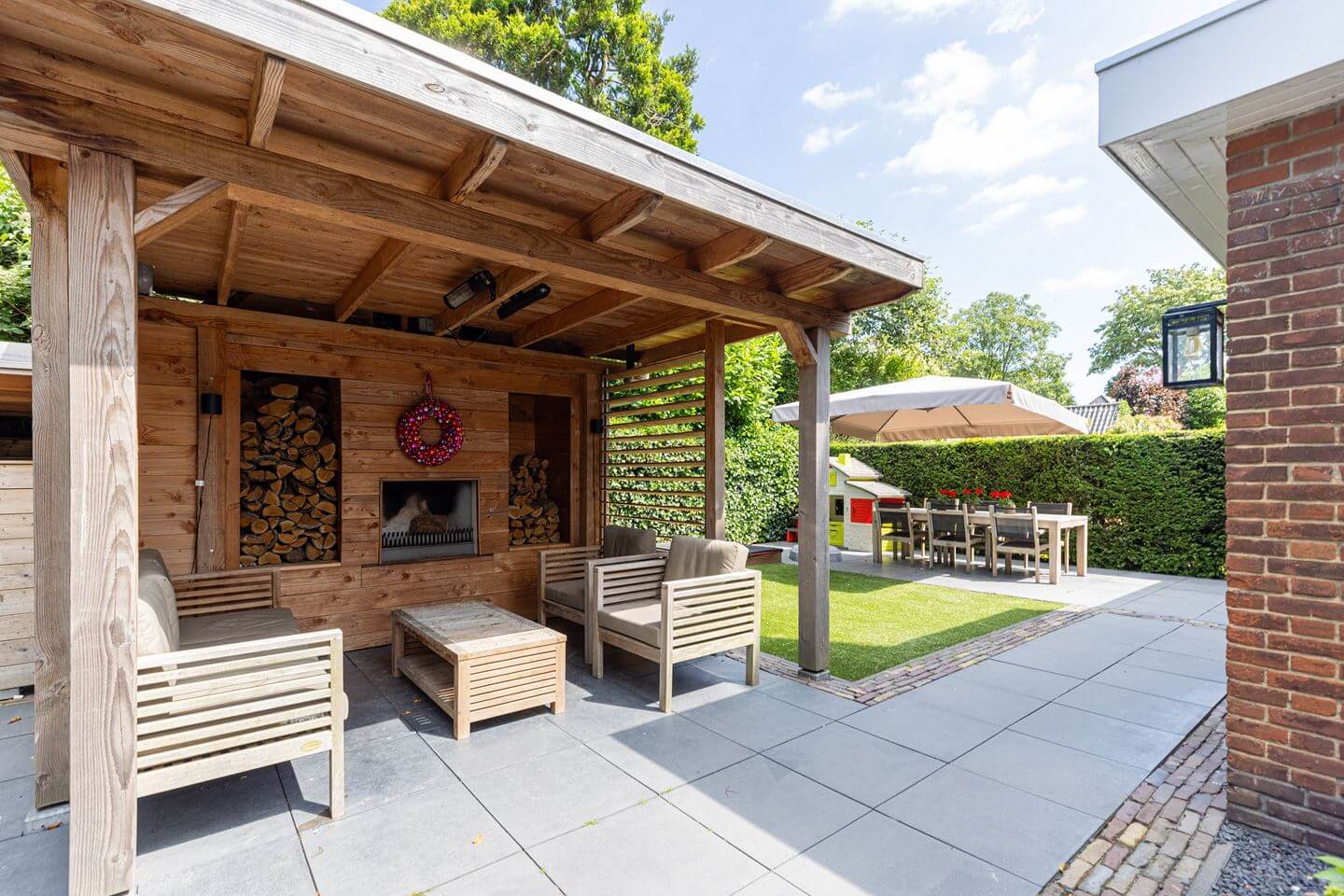 Bold Color Accents in a Dutch Family Home 22 garden seating