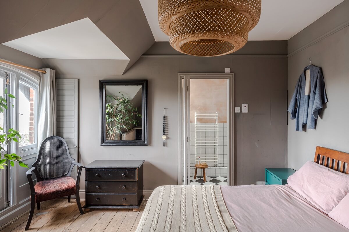 Pared-Back Interiors in a Late Victorian House 15 gray bedroom