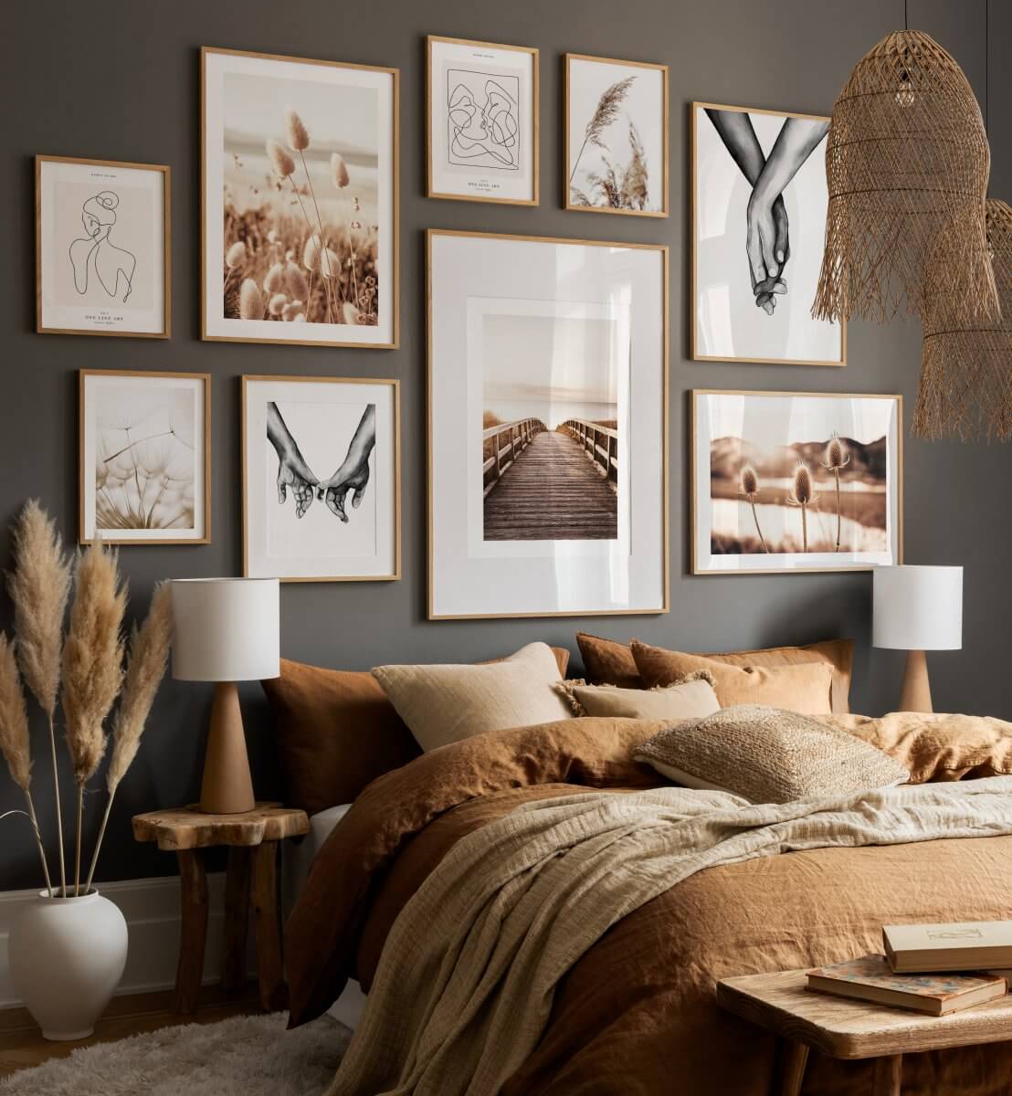 Boost Your Home's Value by Thousands with This Simple Paint Trick! 13 gray bedroom with earthy colored bedding and art nordroom Boost Your Home's Value by Thousands with This Simple Paint Trick!