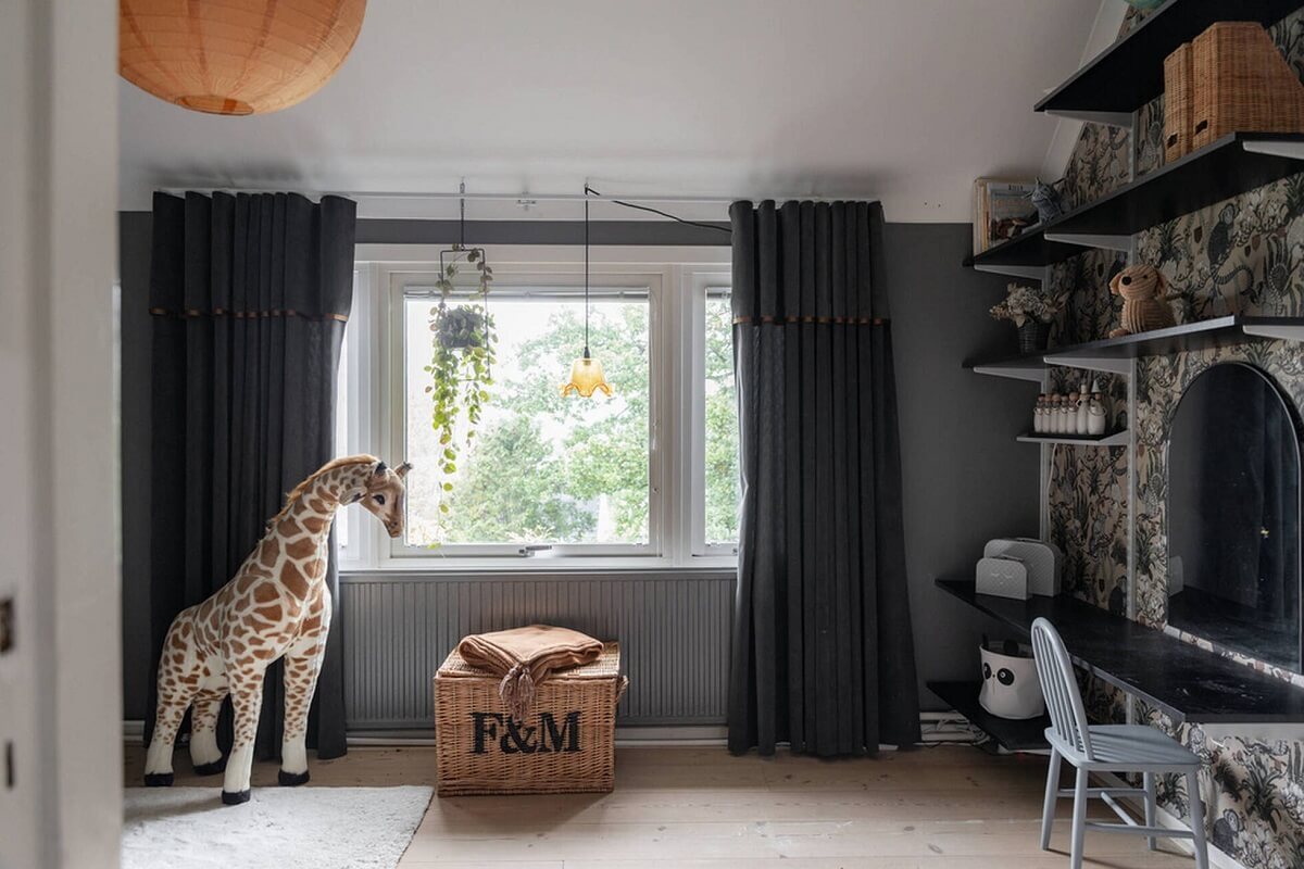 A Luxurious Early 20th Century Villa in Sweden 14 gray childrens bedroom