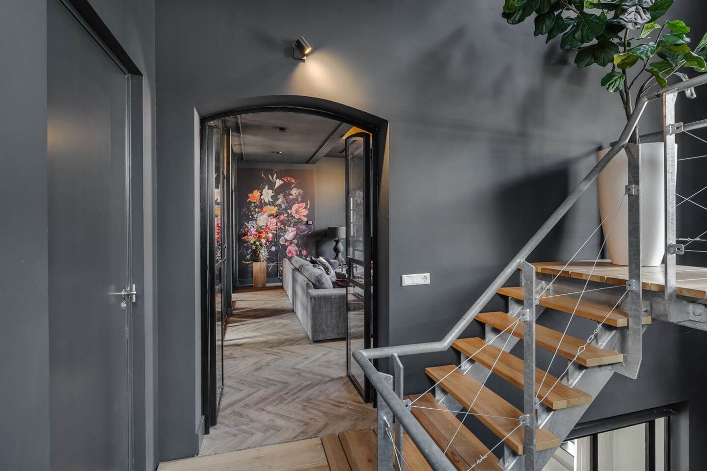 A Beautiful Loft Style Home in a Former Dutch Factory 9 gray hall