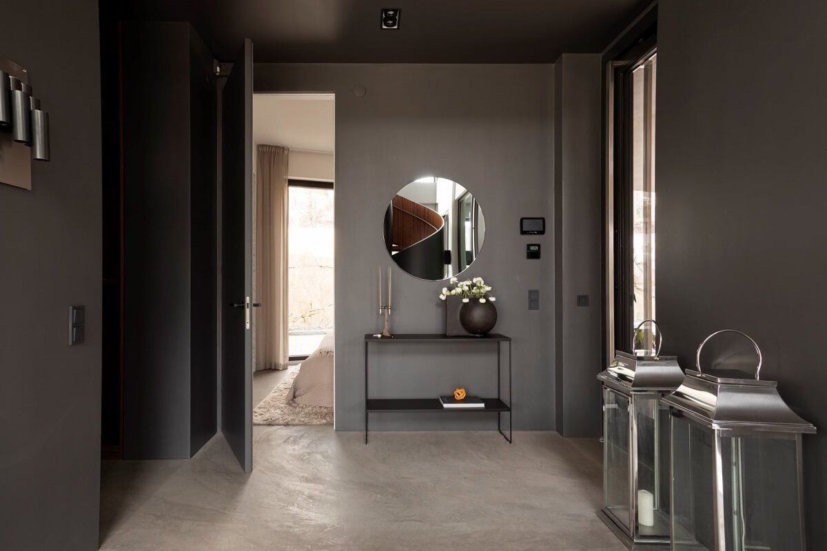 A Luxurious Architect-Designed Villa in Sweden 28 gray hallway