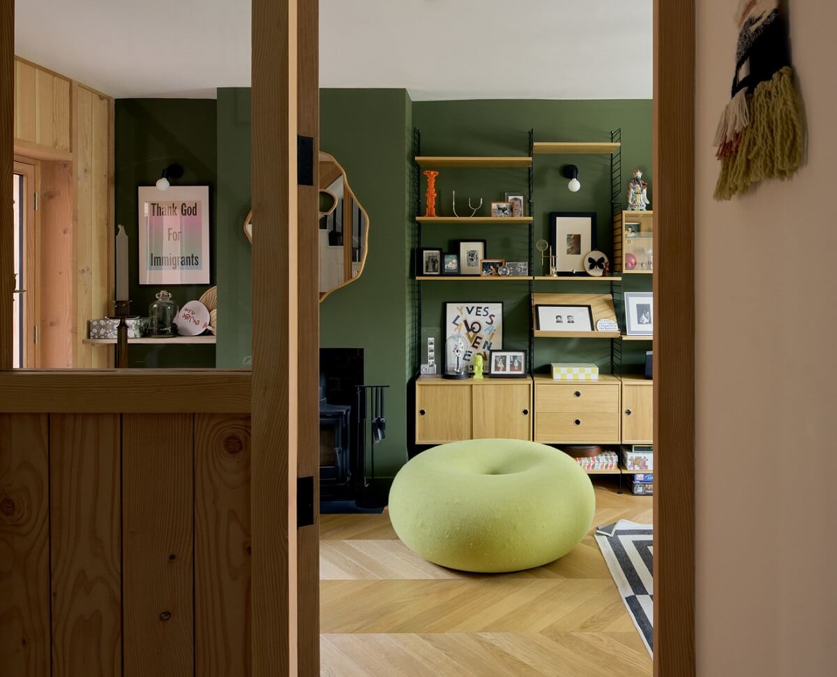 Douglas Fir and Natural Materials in a London Home 1 green living room