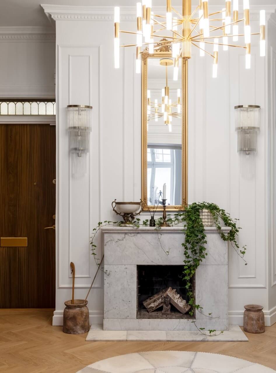 A Luxurious Stockholm Apartment with Period Features 12 hallway fireplace