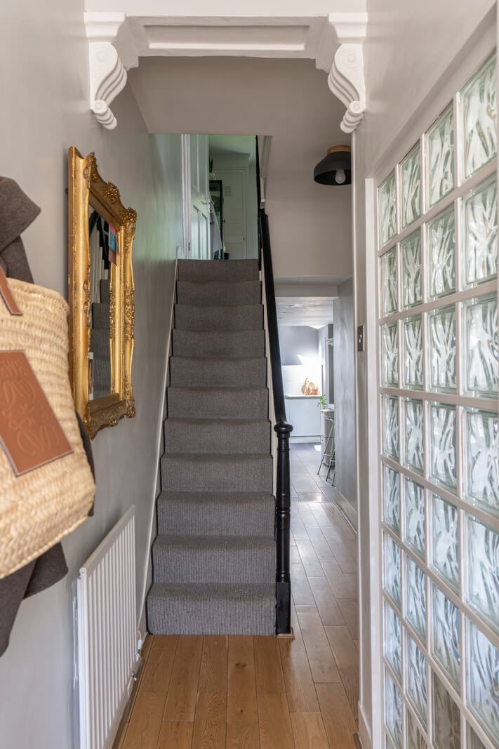 Blue Tones in a Two-Bedroom Victorian Cottage 16 hallway Blue Tones in a Two-Bedroom Victorian Cottage