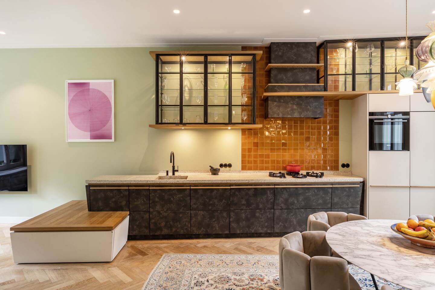 A Beautiful Renovated Duplex Apartment in Amsterdam 6 kitchen orange tiles