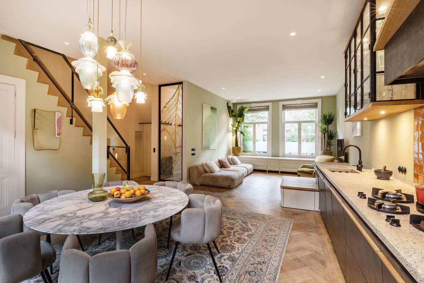 A Beautiful Renovated Duplex Apartment in Amsterdam 4 kitchen round dining table