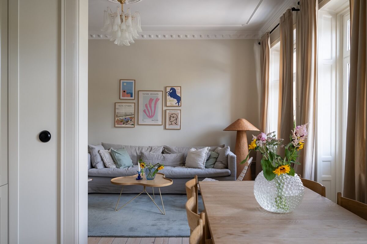 A Renovated Turn-of-the-Century Apartment with Two Bedrooms 13 kitchen view into living room