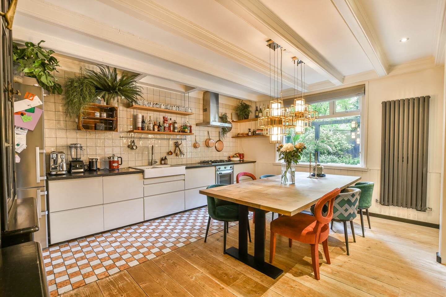 Cozy Country Style in an Amsterdam Family Townhouse 5 kitchen with floor tiles