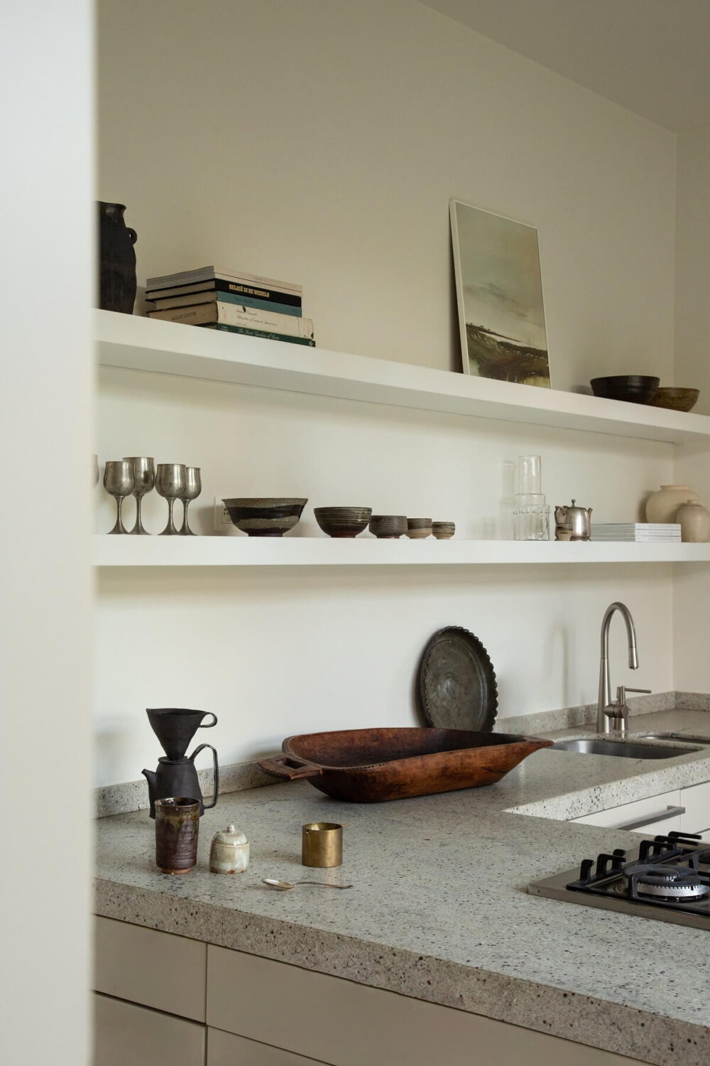 Historic Character and Timeless Elegant Interiors in a Restored Belgian Villa 9 kitchen with shelves