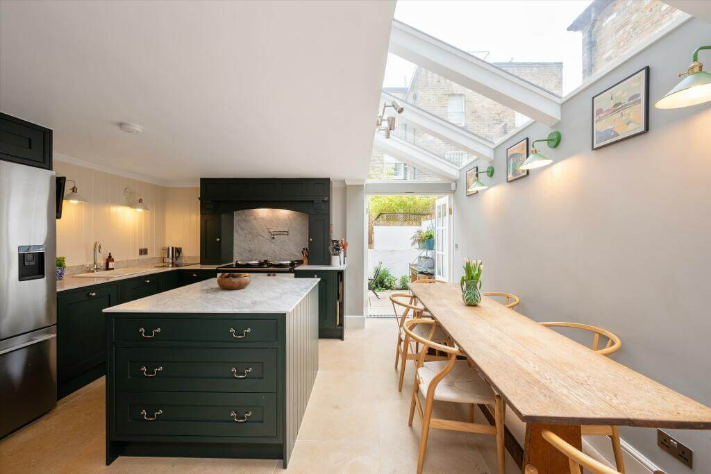 Cottage-style Interiors in a London Family Home 6 kitchen with skylights