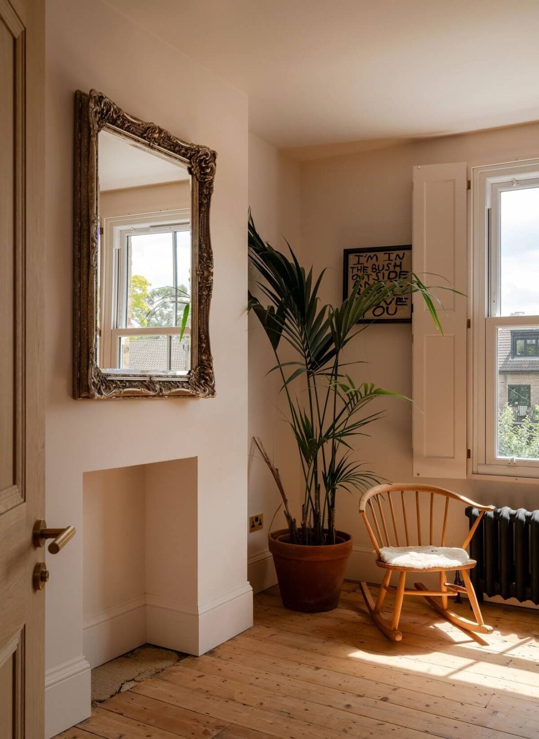 A Stunning Color Palette in an Extended Edwardian House in London 22 large gilded mirror bedroom