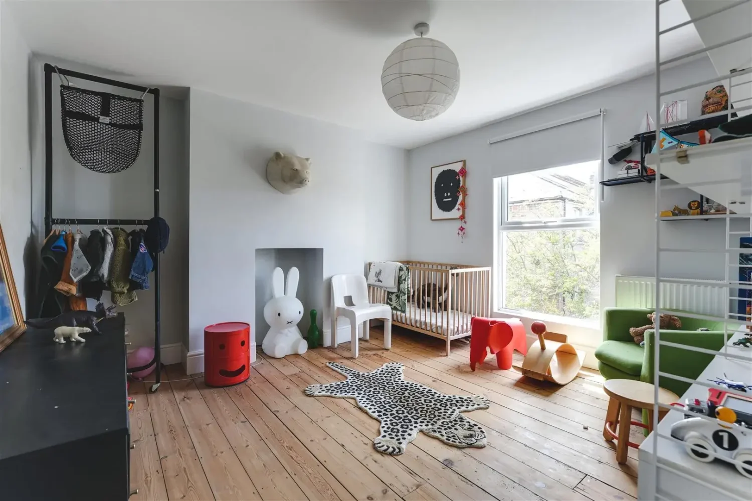 Open-Plan Rooms and Modern Furnishings in a London Home 17 large nursery with wooden floor