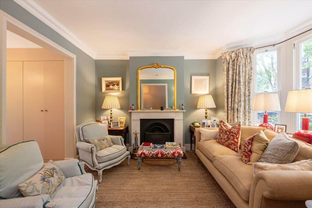 Cottage-style Interiors in a London Family Home 2 living room with fireplace