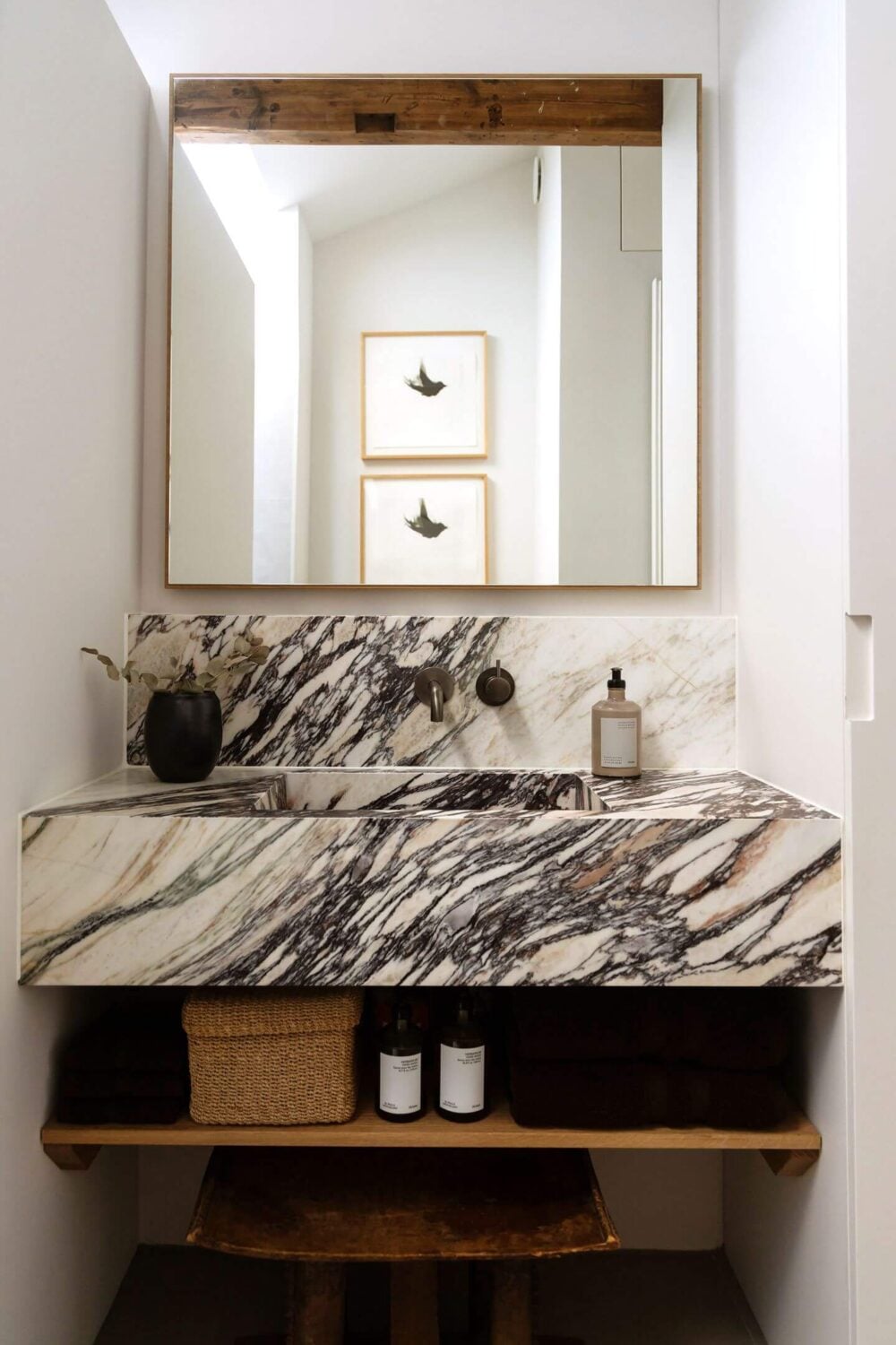 An Apartment with High Pitched Ceilings in an Amsterdam Canal House 16 marble sink