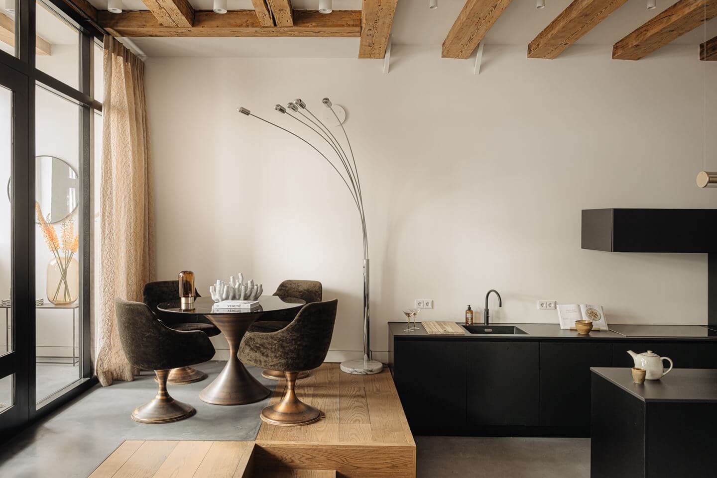 A Modern Apartment in an 18th Century Amsterdam Canal House 4 modern kitchen dining space