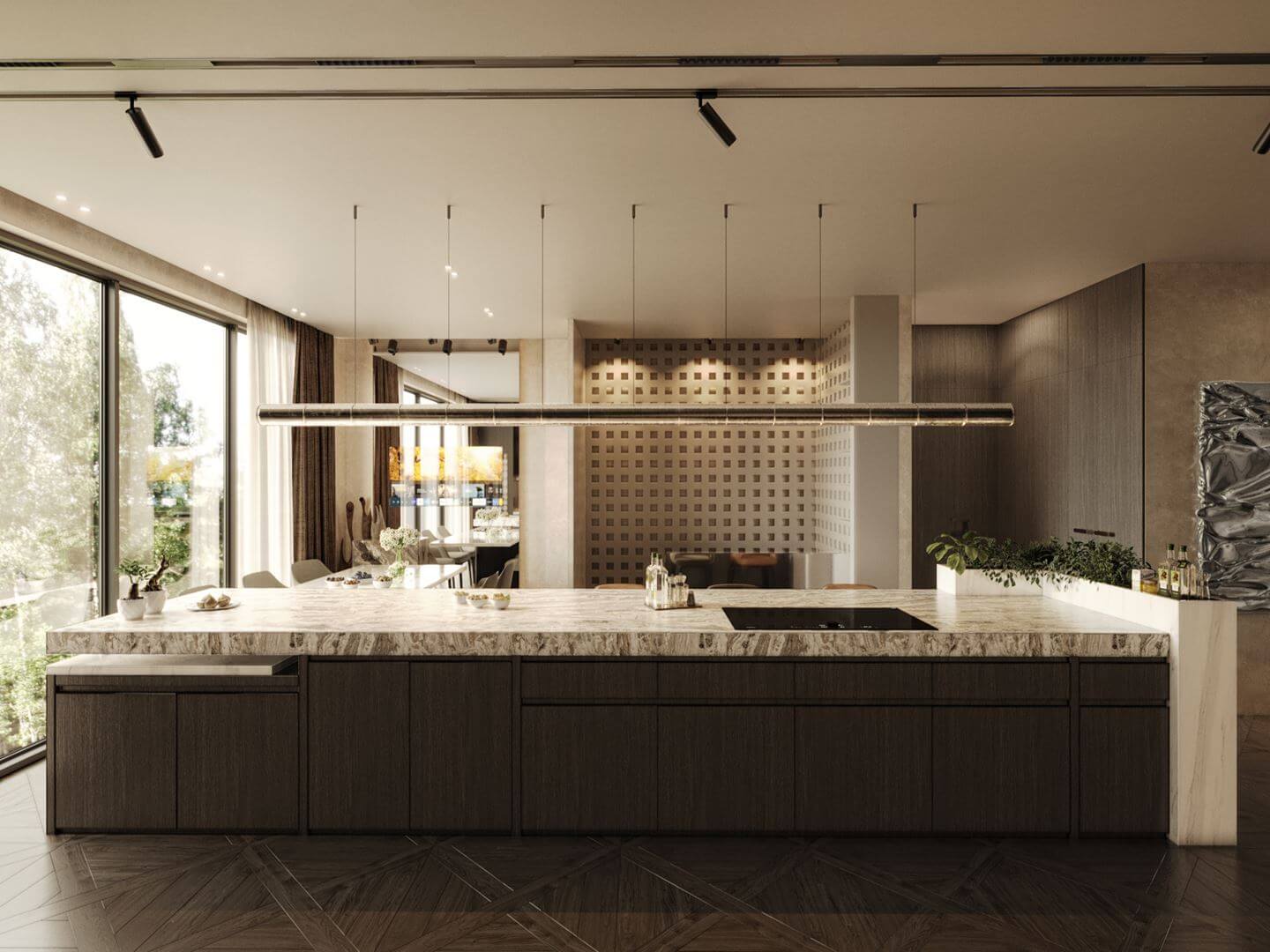 A Luxurious Duplex Apartment in Amsterdam 5 modern kitchen marble top A Luxurious Duplex Apartment in Amsterdam