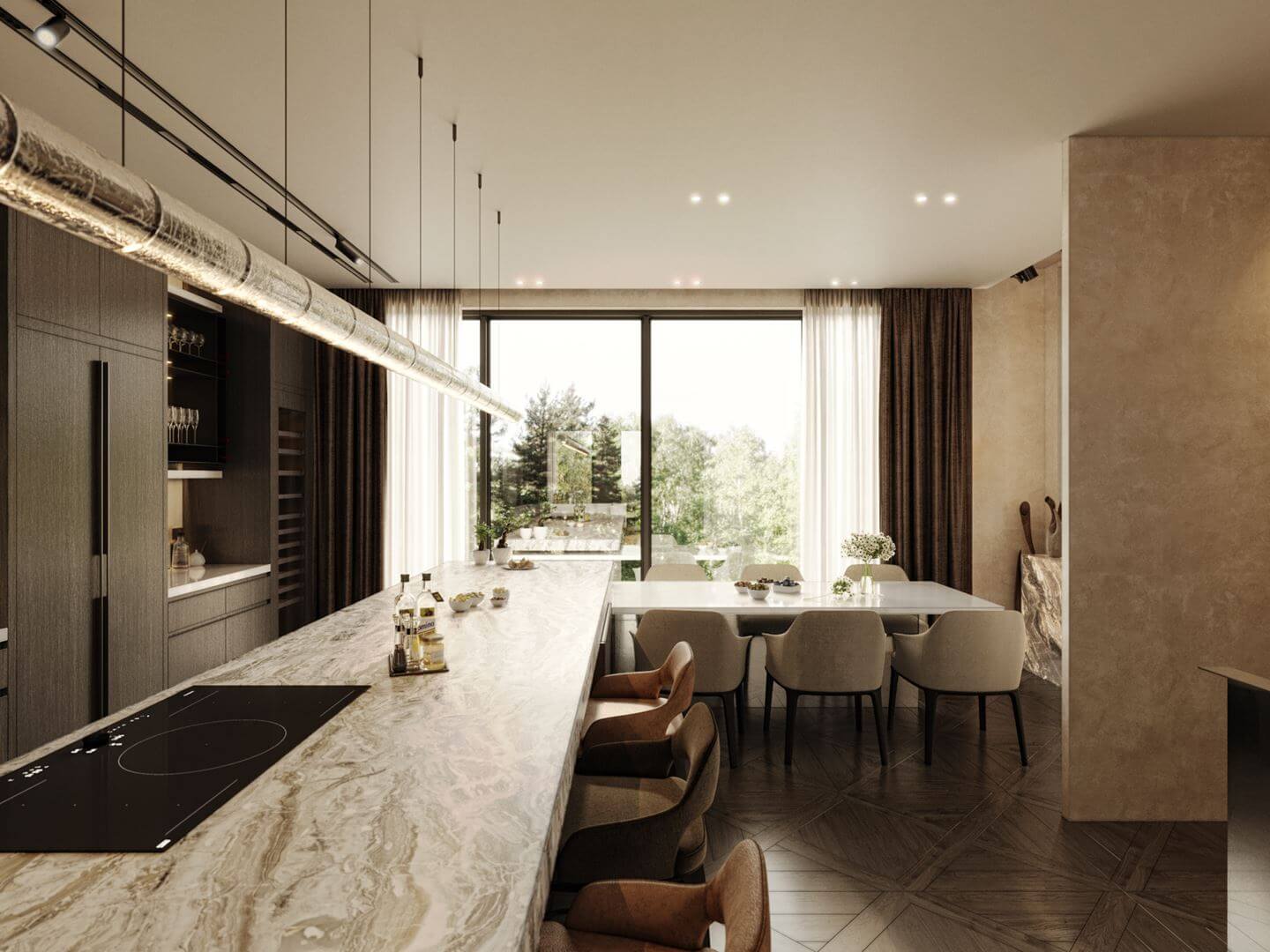 A Luxurious Duplex Apartment in Amsterdam 3 modern kitchen with dining table A Luxurious Duplex Apartment in Amsterdam