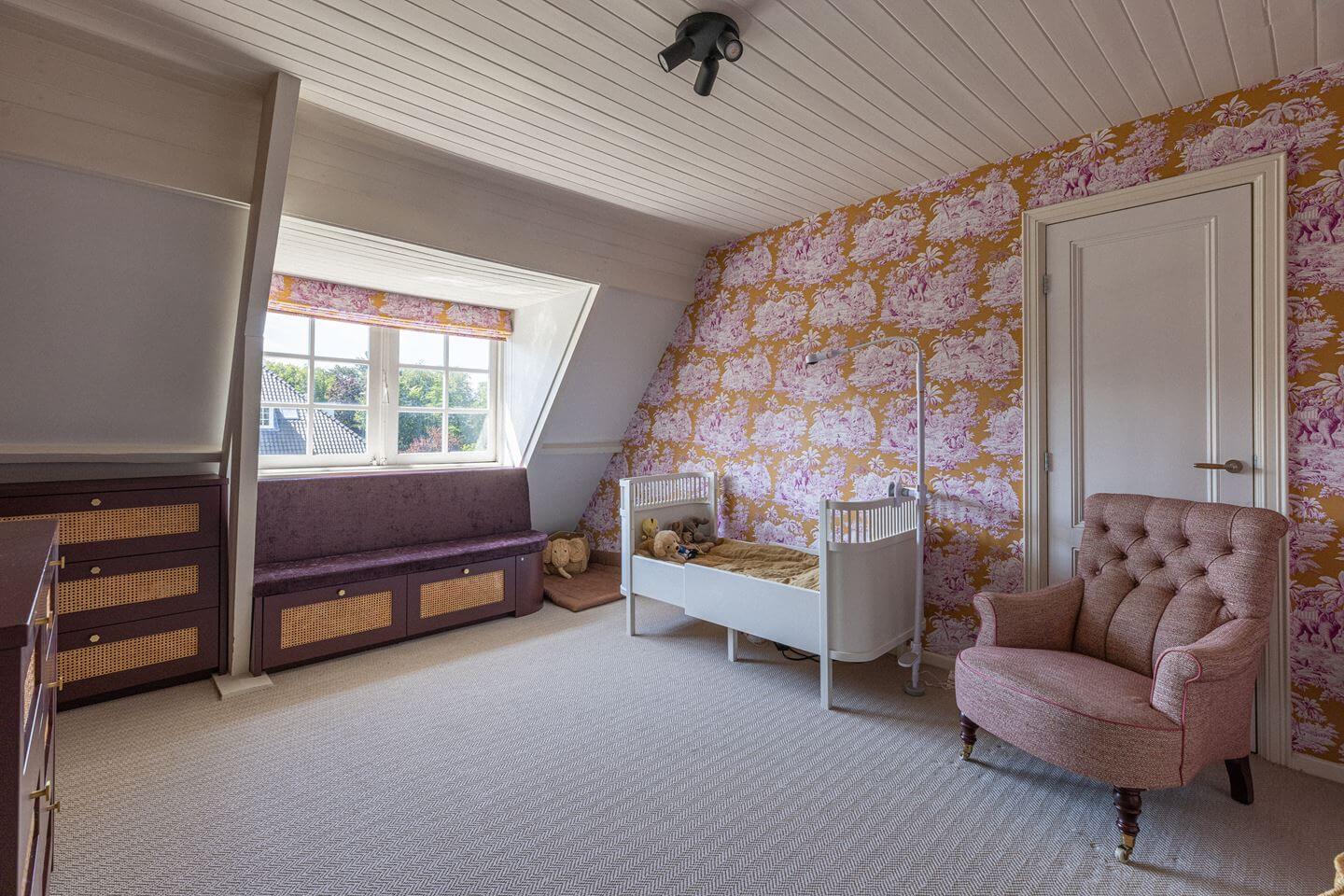 Bold Color Accents in a Dutch Family Home 17 nursery wallpaper