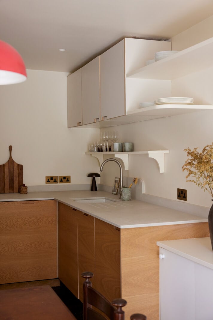 A Charming London House with an Ochre Yellow Bedroom 7 oak kitchen cabinets
