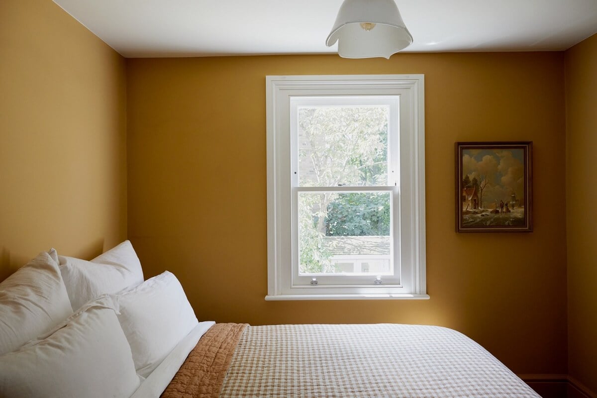 A Charming London House with an Ochre Yellow Bedroom 14 ochre yellow bedroom