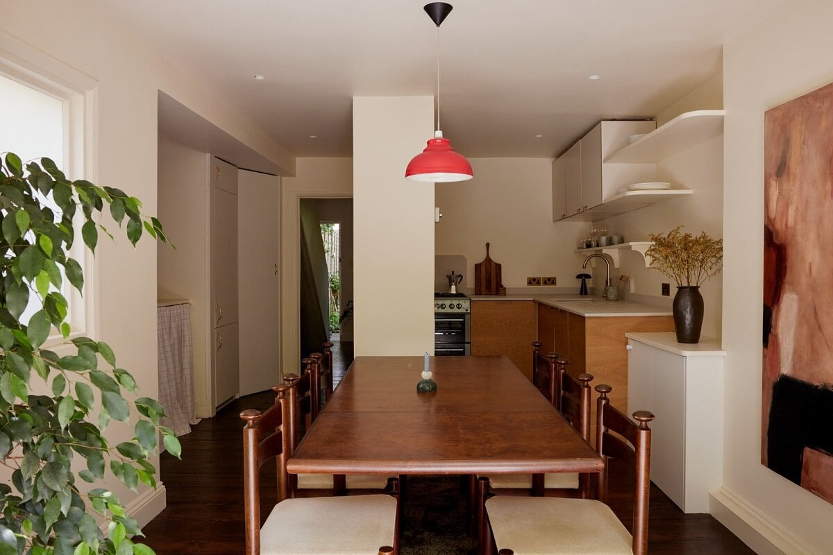 A Charming London House with an Ochre Yellow Bedroom 6 open plan kitchen and dining room