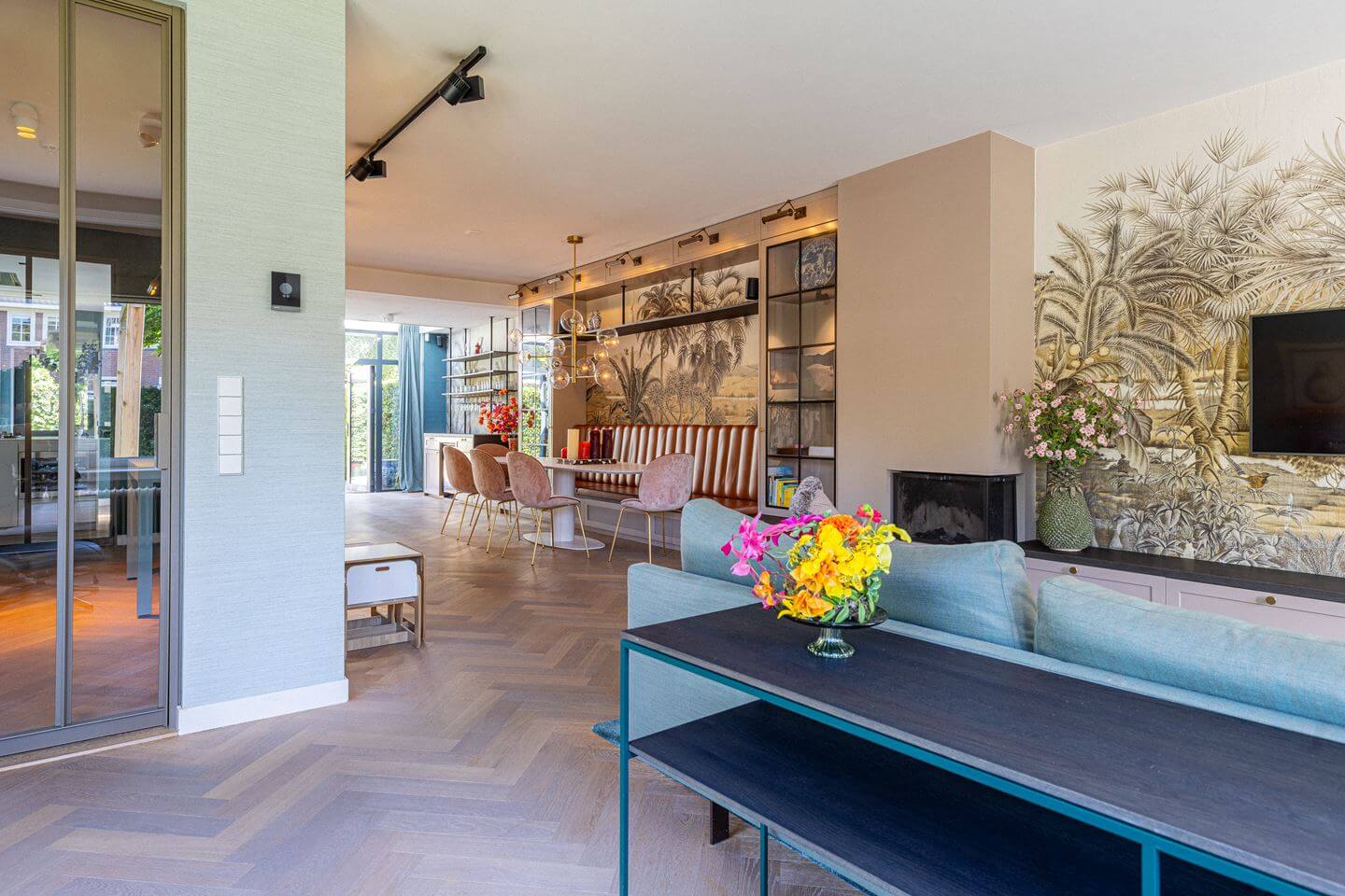 Bold Color Accents in a Dutch Family Home 3 open plan living room with dining table