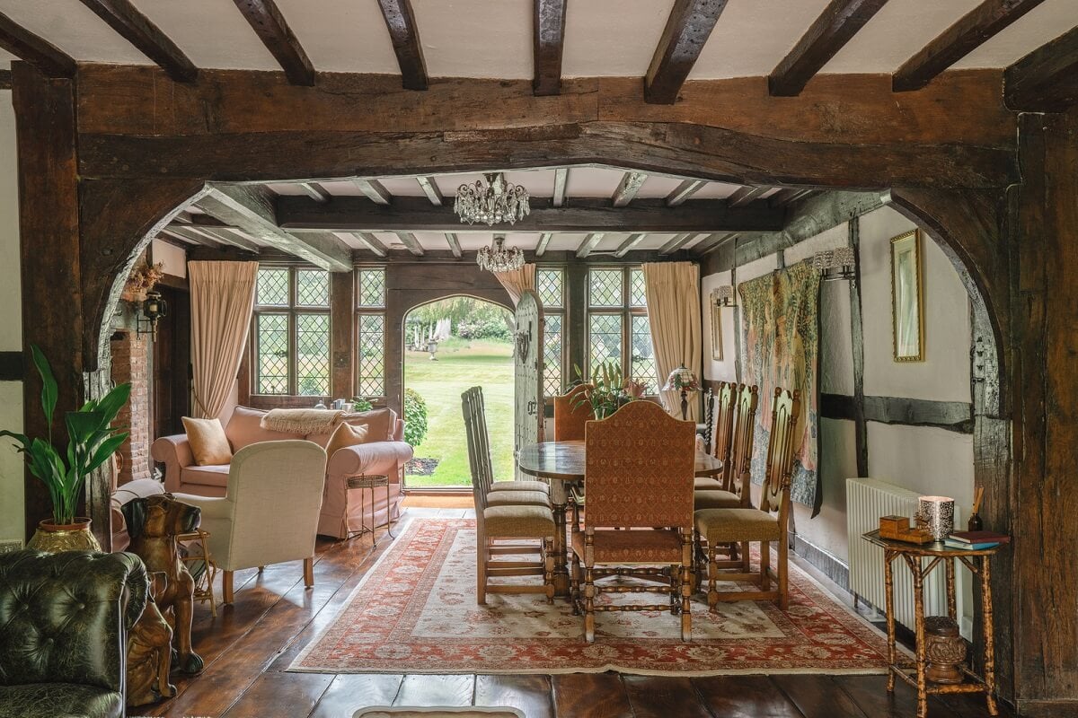 Magnificent Period Features in an English Tudor House 1 open plan living space wooden beam