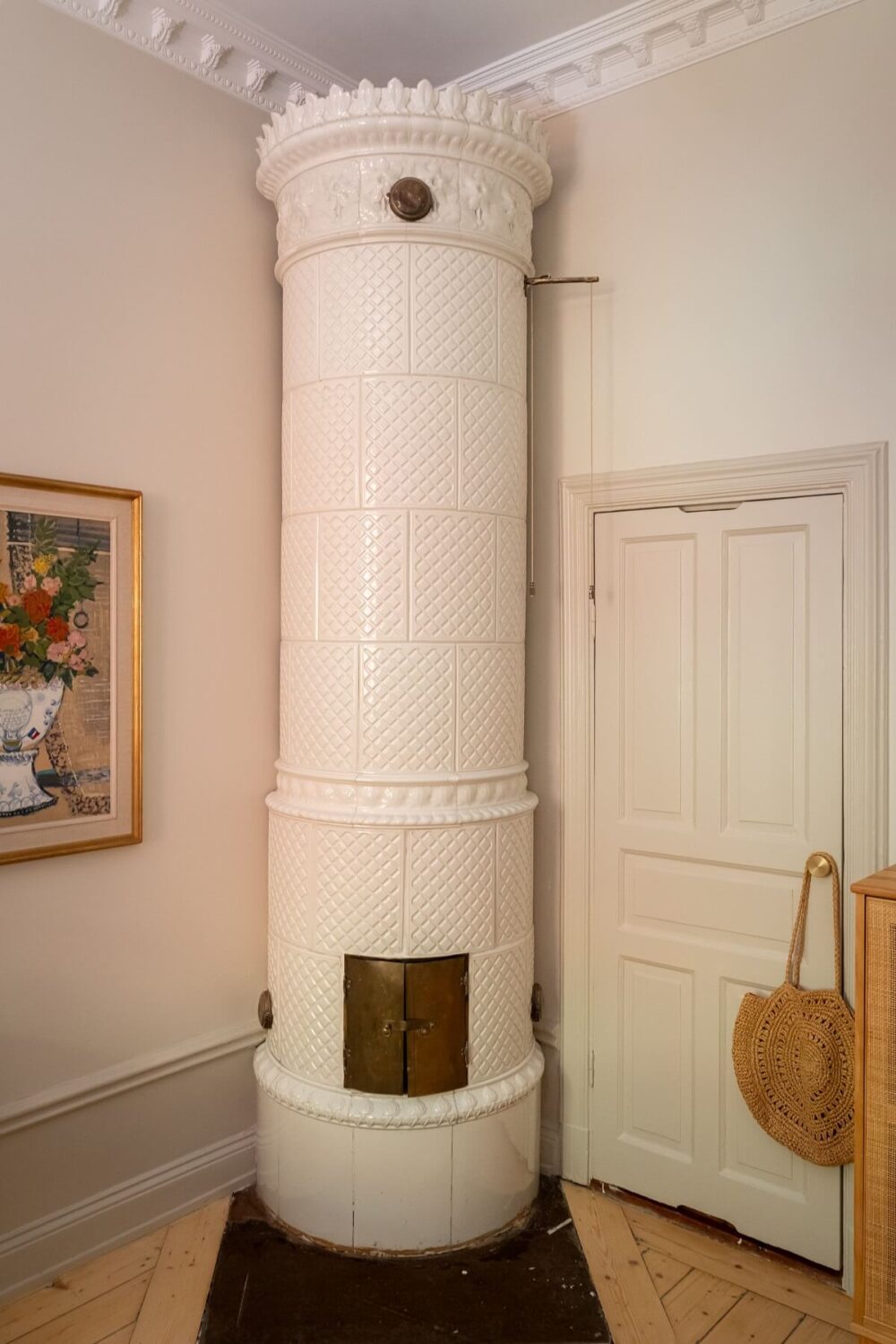 A Renovated Turn-of-the-Century Apartment with Two Bedrooms 18 round fireplace bedroom
